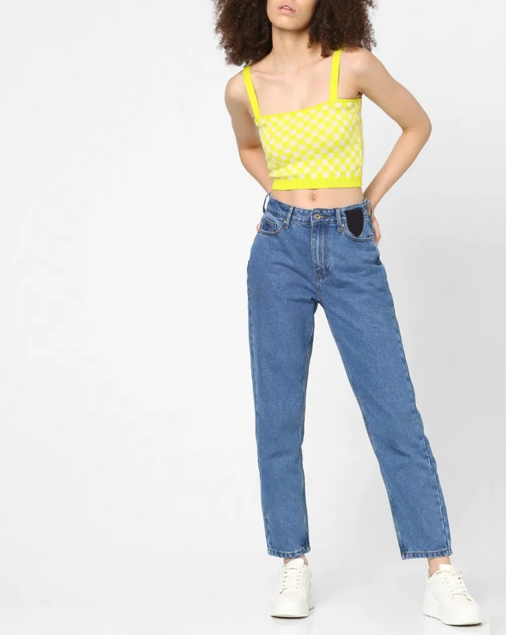 Checks Knit Crop Top