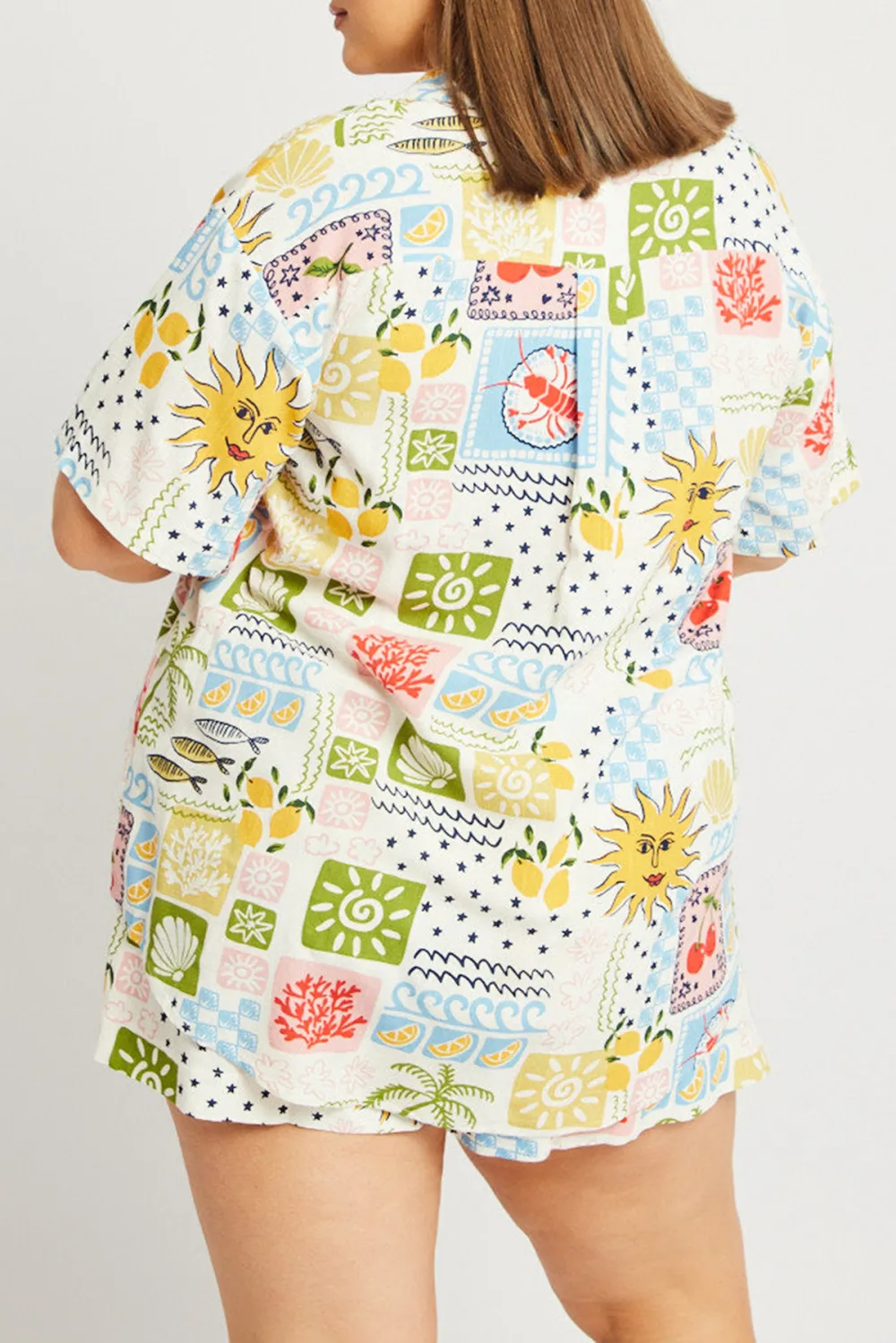 Multi Abstract Relaxed Shirt Short Sleeve