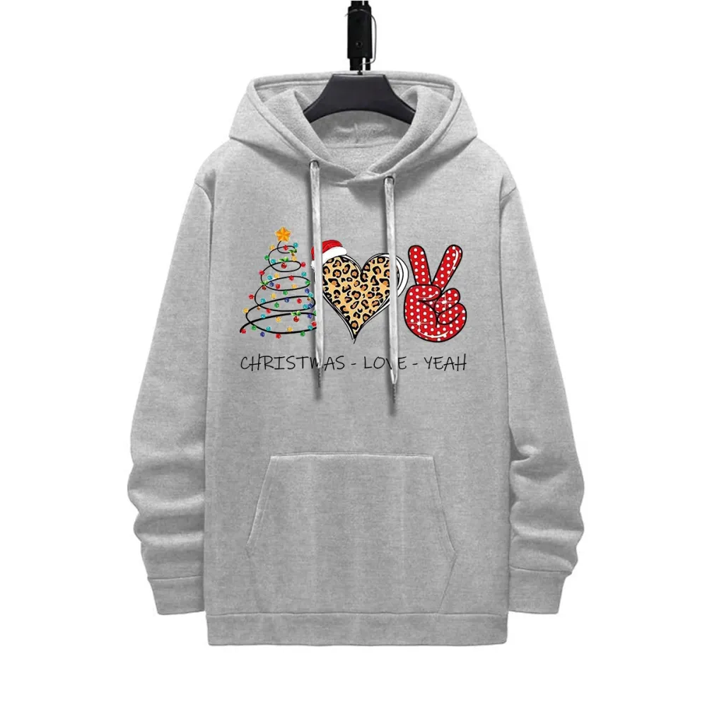 CHRISTMAS LOVE PEACE PATTERN PRINTED HOODIE