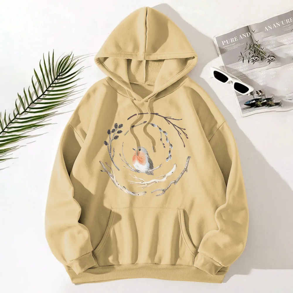 LITTLE BIRD PATTERN PRINTED HOODIE