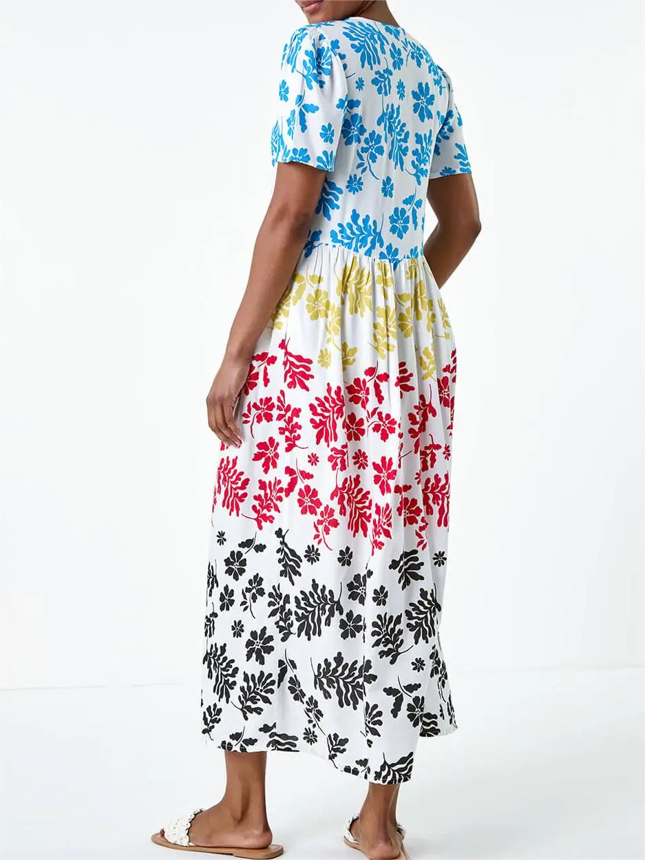 Multicolor patchwork print dress