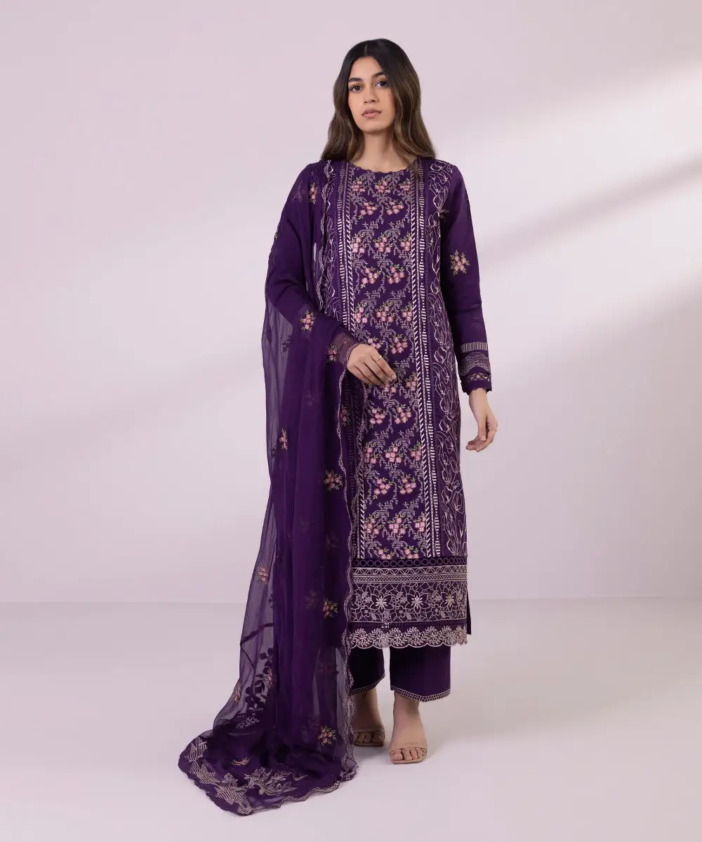 3 Piece - Embroidered Jacquard Suit