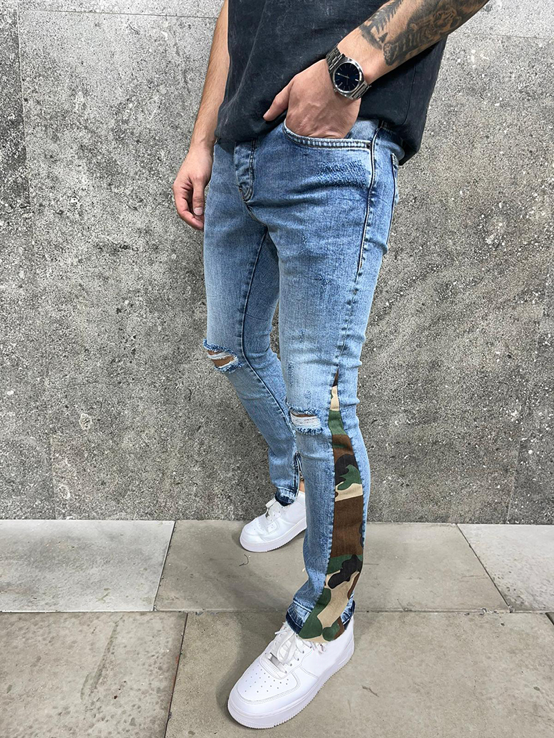 Flare shaped camouflage skinny jeans