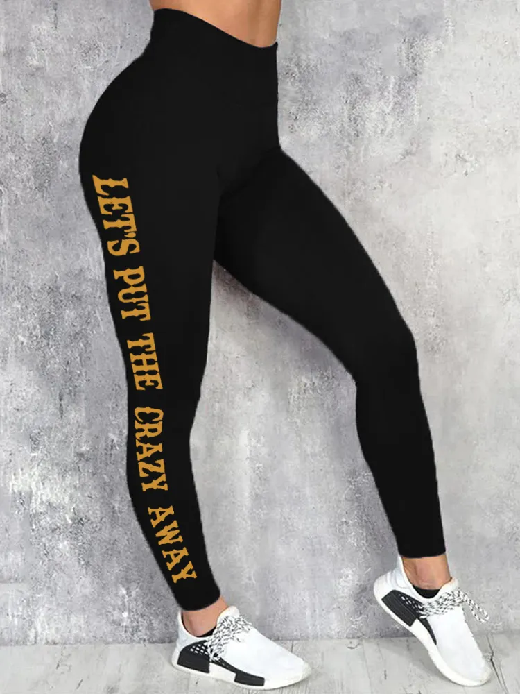 Let's Put the Crazy Away Bull Skull Comfy Leggings