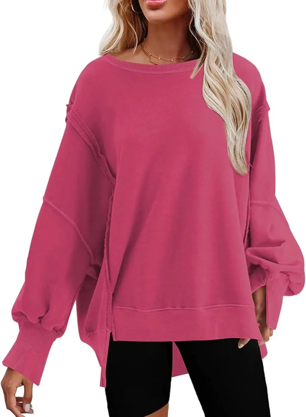 Oversized Reverse Seam Sweatshirt Long Sleeve Crewneck Pullover