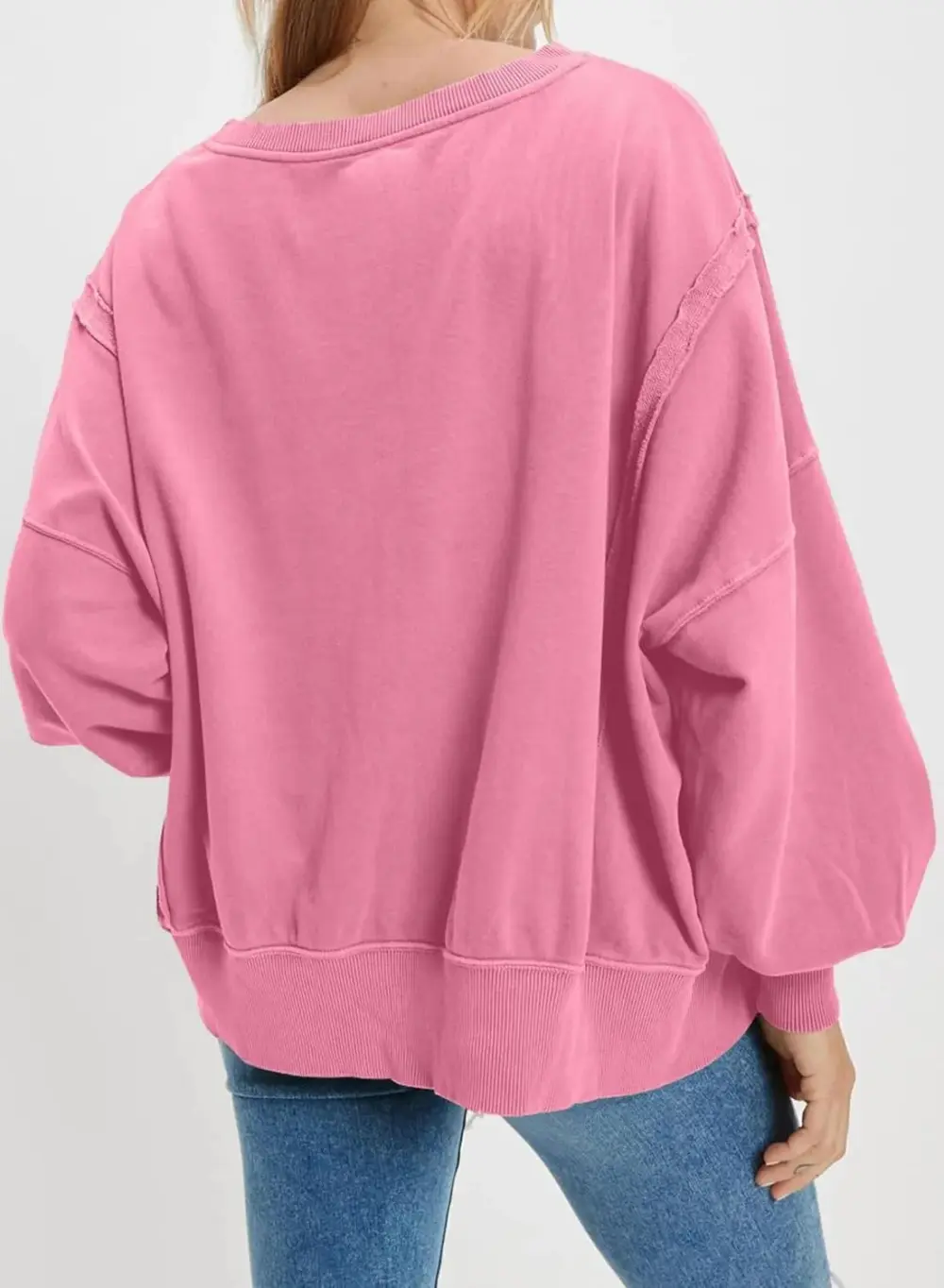 Oversized Reverse Seam Sweatshirt Long Sleeve Crewneck Pullover