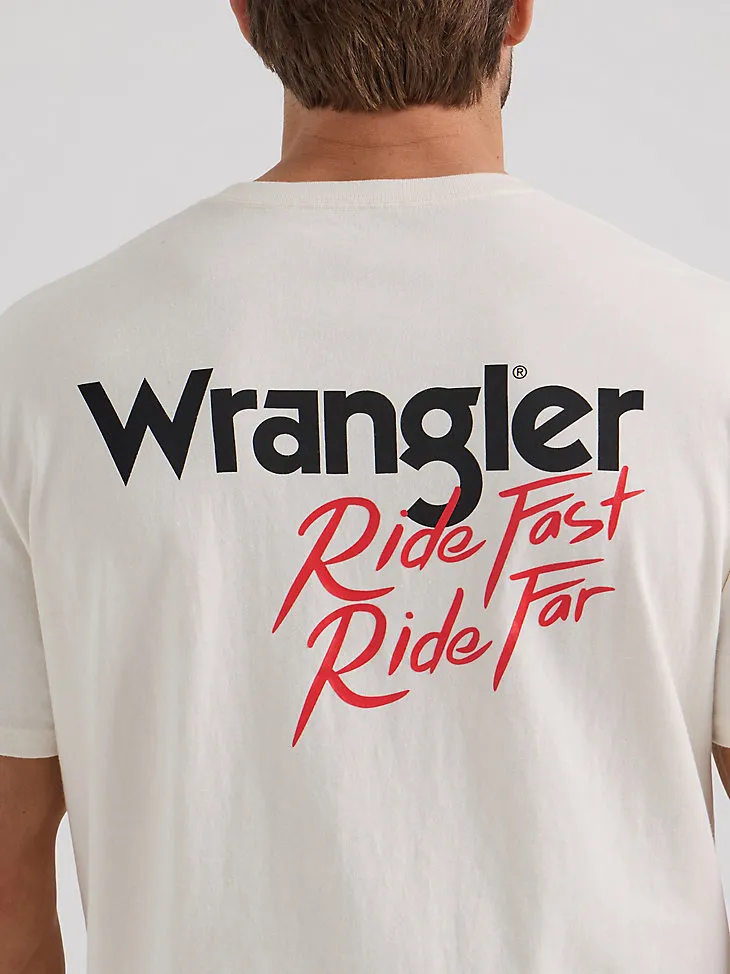 WRANGLER X DIAMOND CROSS RIDE FAST TEE IN MARSHMALLOW