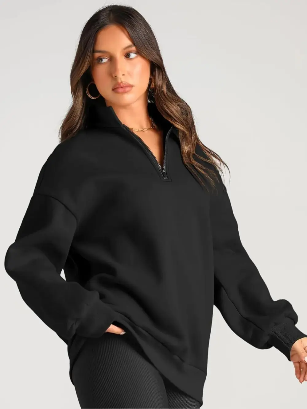 Oversized Sweatshirts Half Zip Pullover Long Sleeve