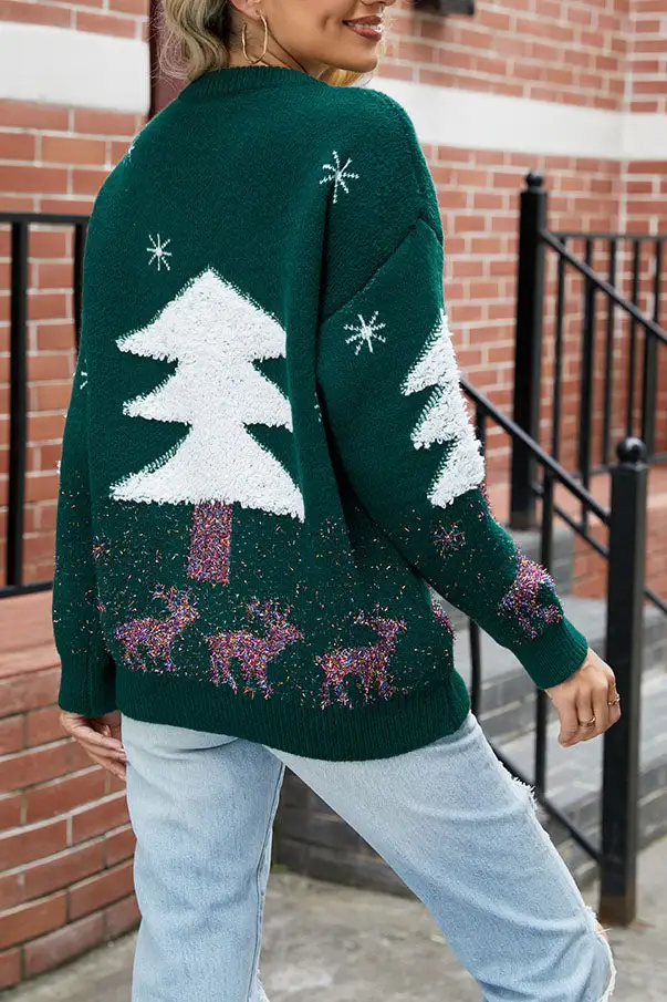 Plush Christmas Tree Pullover Knit Sweater