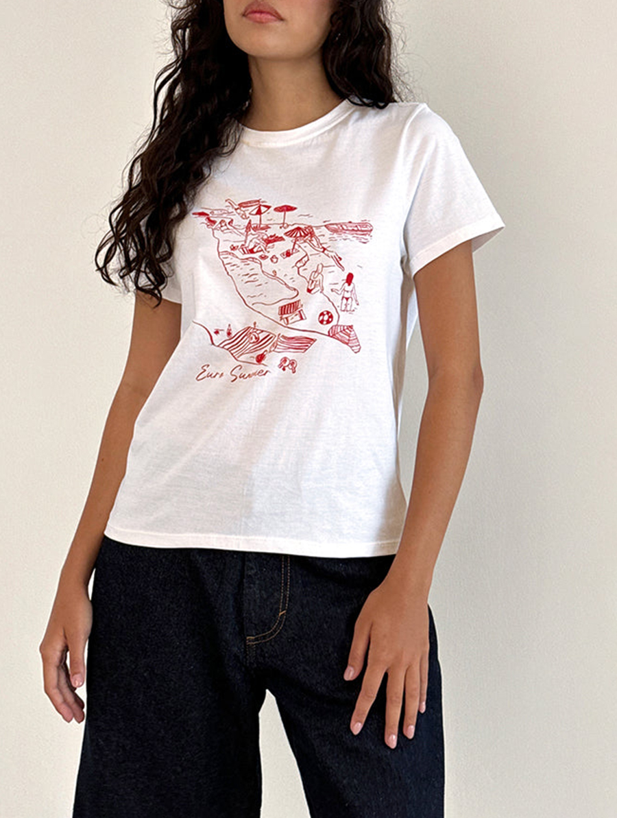 Royal Red Euro Summer White Saki Tee