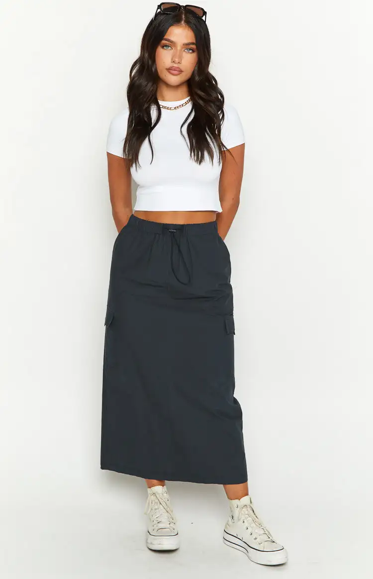 Callen Indigo Midi Cargo Skirt