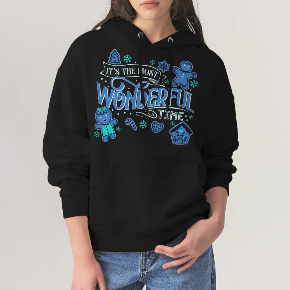 ITS THE MOST WONDERFUL TIME CHRISTMAS PATTERN PRINTED HOODIE