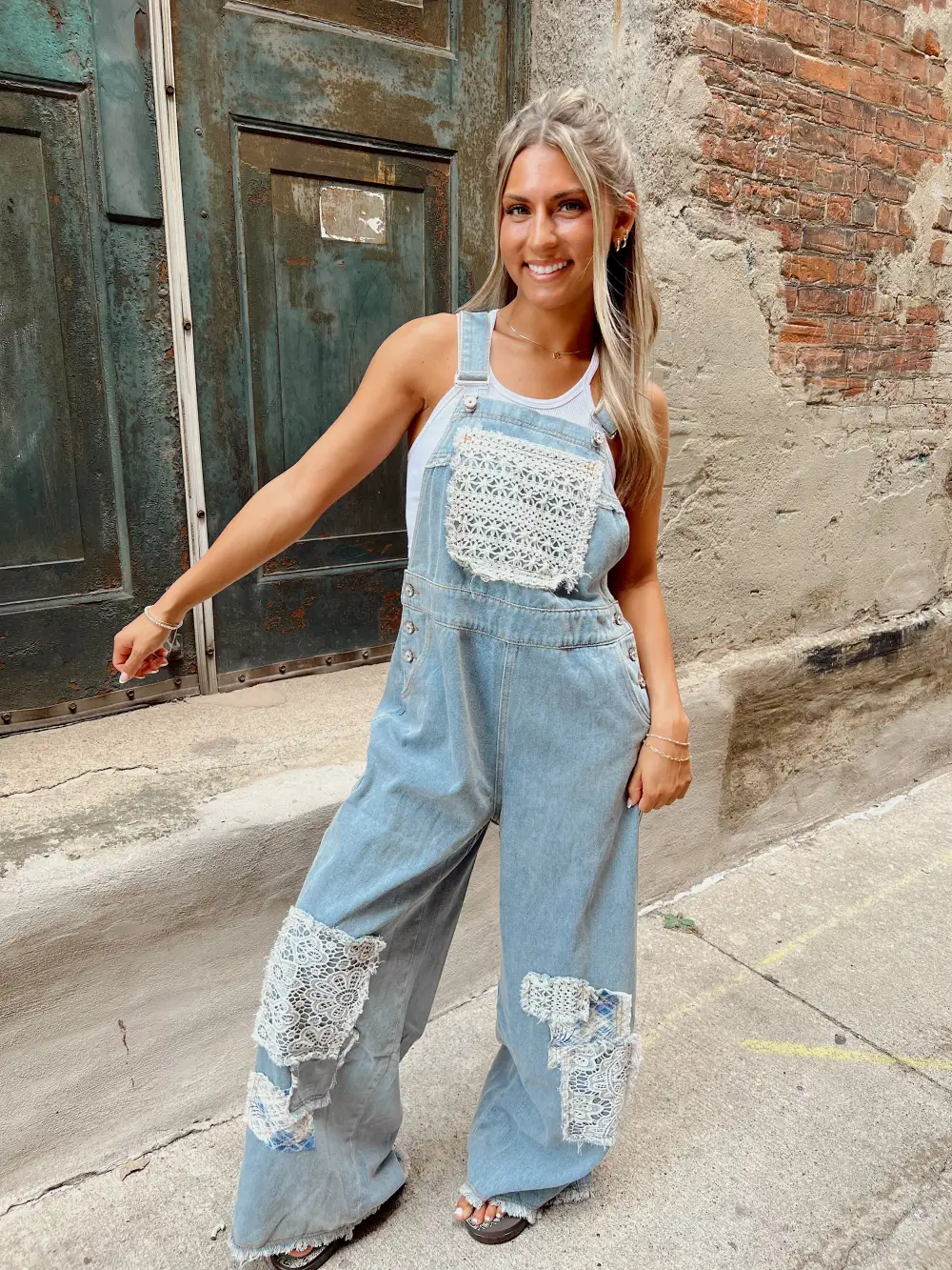 PREORDER Small Town Denim Patchwork Overalls