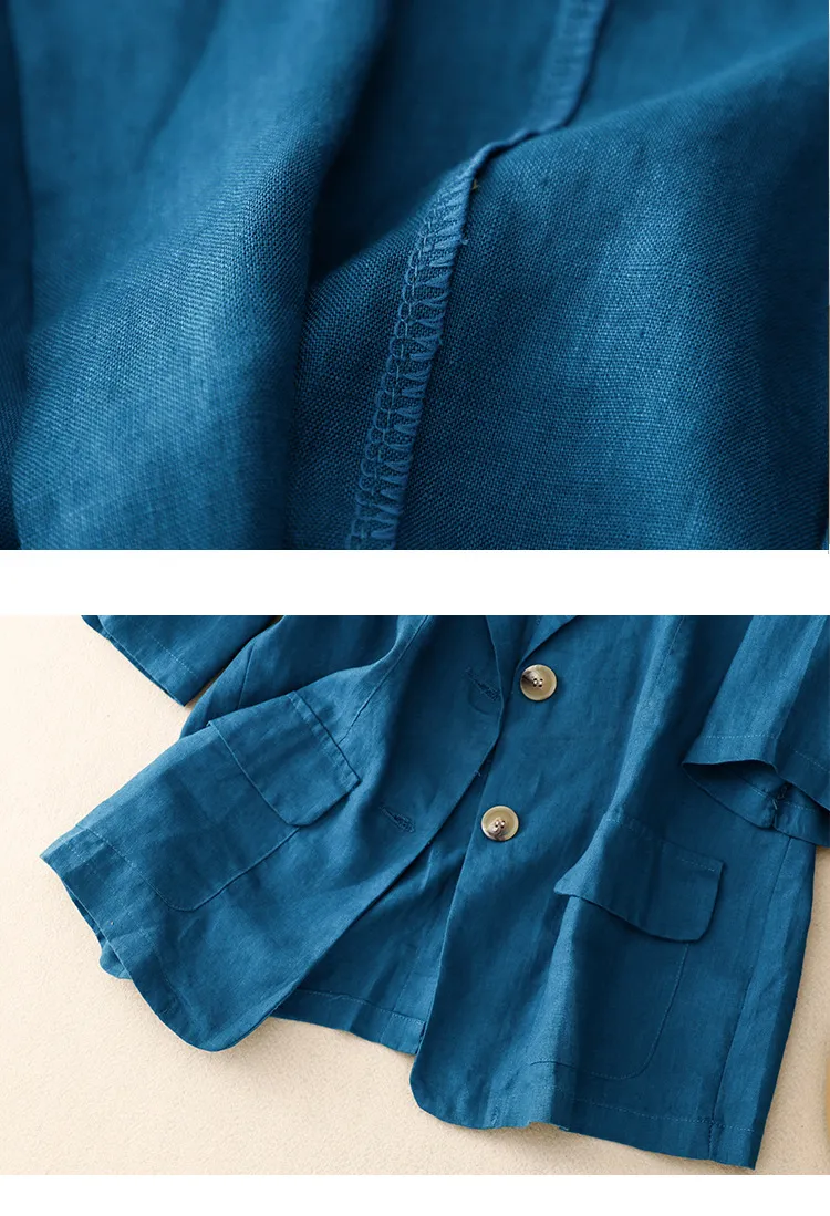 All-match casual button-down cotton linen jacket