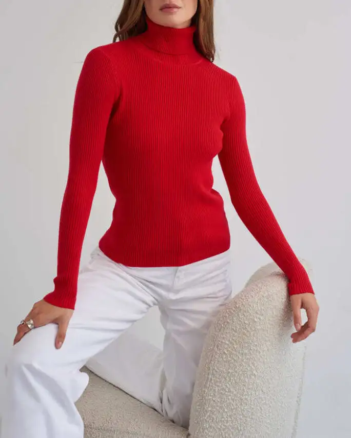 Versatile Essential Turtleneck Knitted Sweater