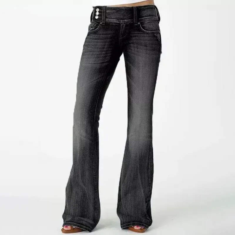 Vintage Wash Mid-Rise Flared Jeans