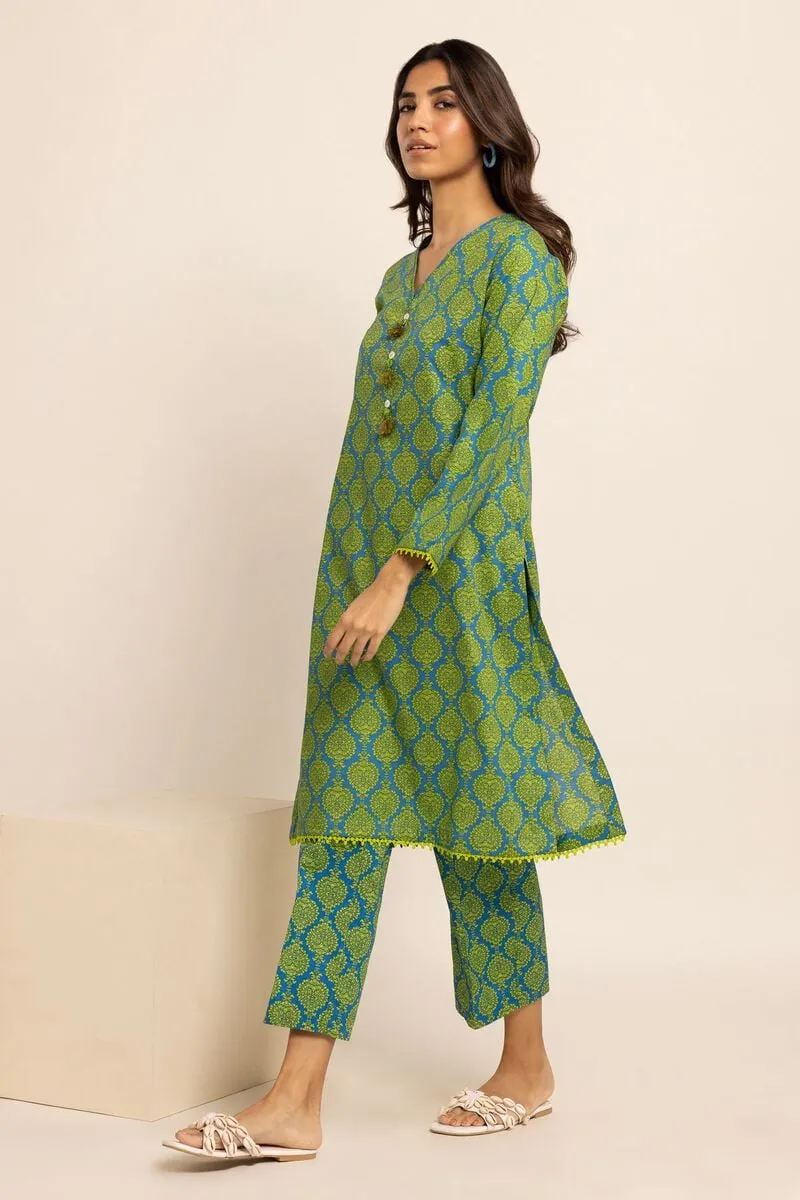 2 Piece | Kurta & Pants | Color Green