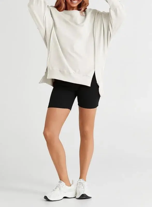 Oversized Reverse Seam Sweatshirt Long Sleeve Crewneck Pullover