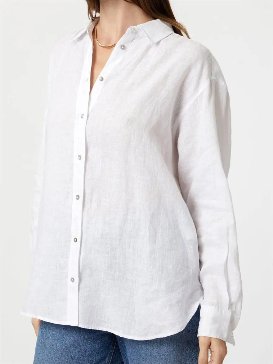 Linen Button-Up White Shirt