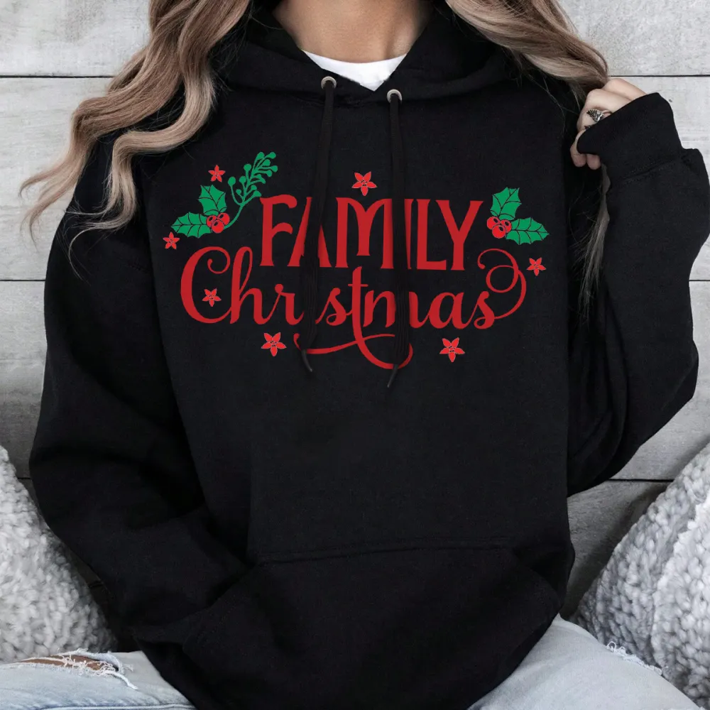 FAMILY CHRISTMAS PATTERN PRINTED HOODIE