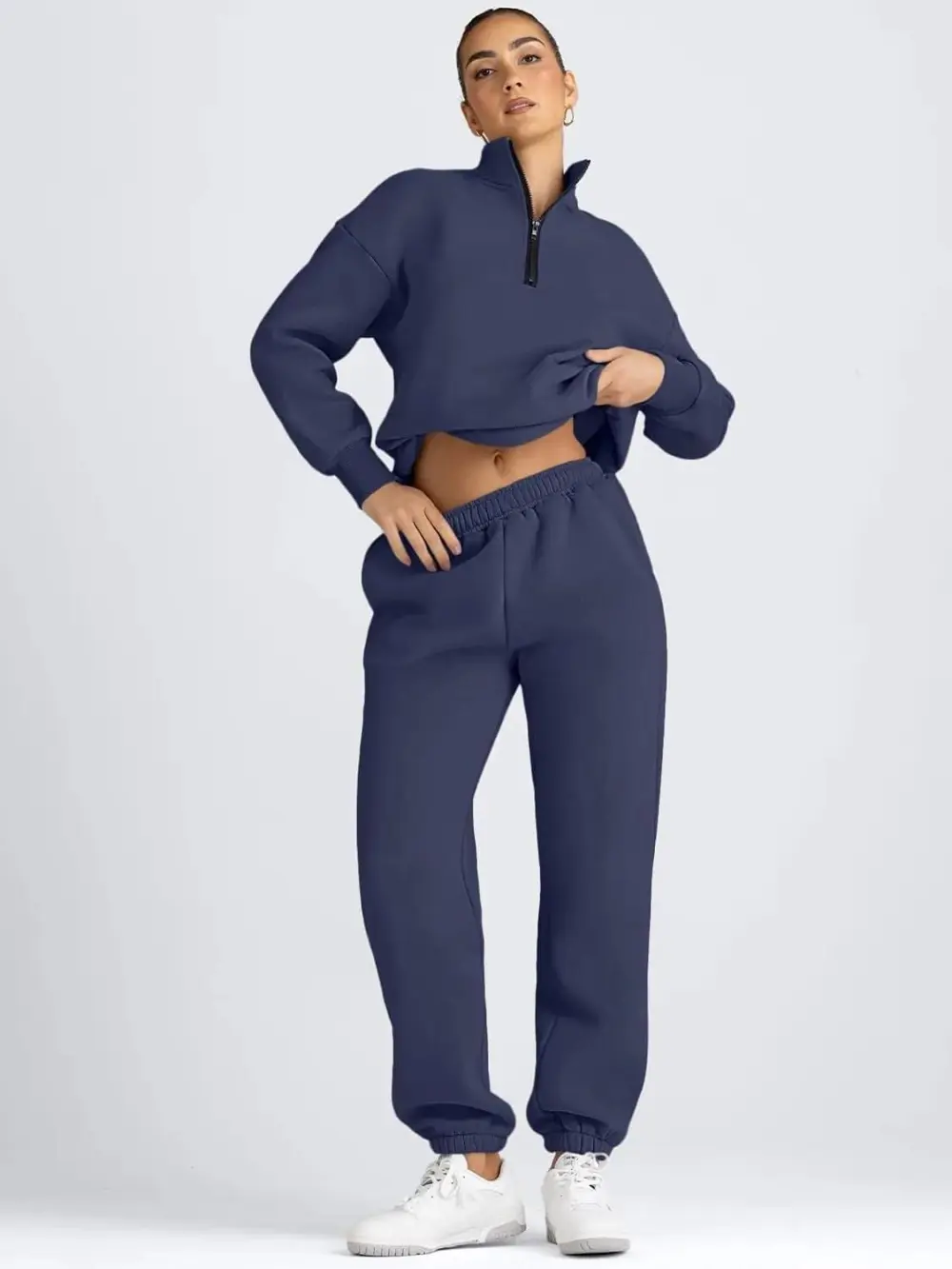 2 Piece Sweatsuits Long Sleeve Half Zip Pullover and Baggy Sweatpants