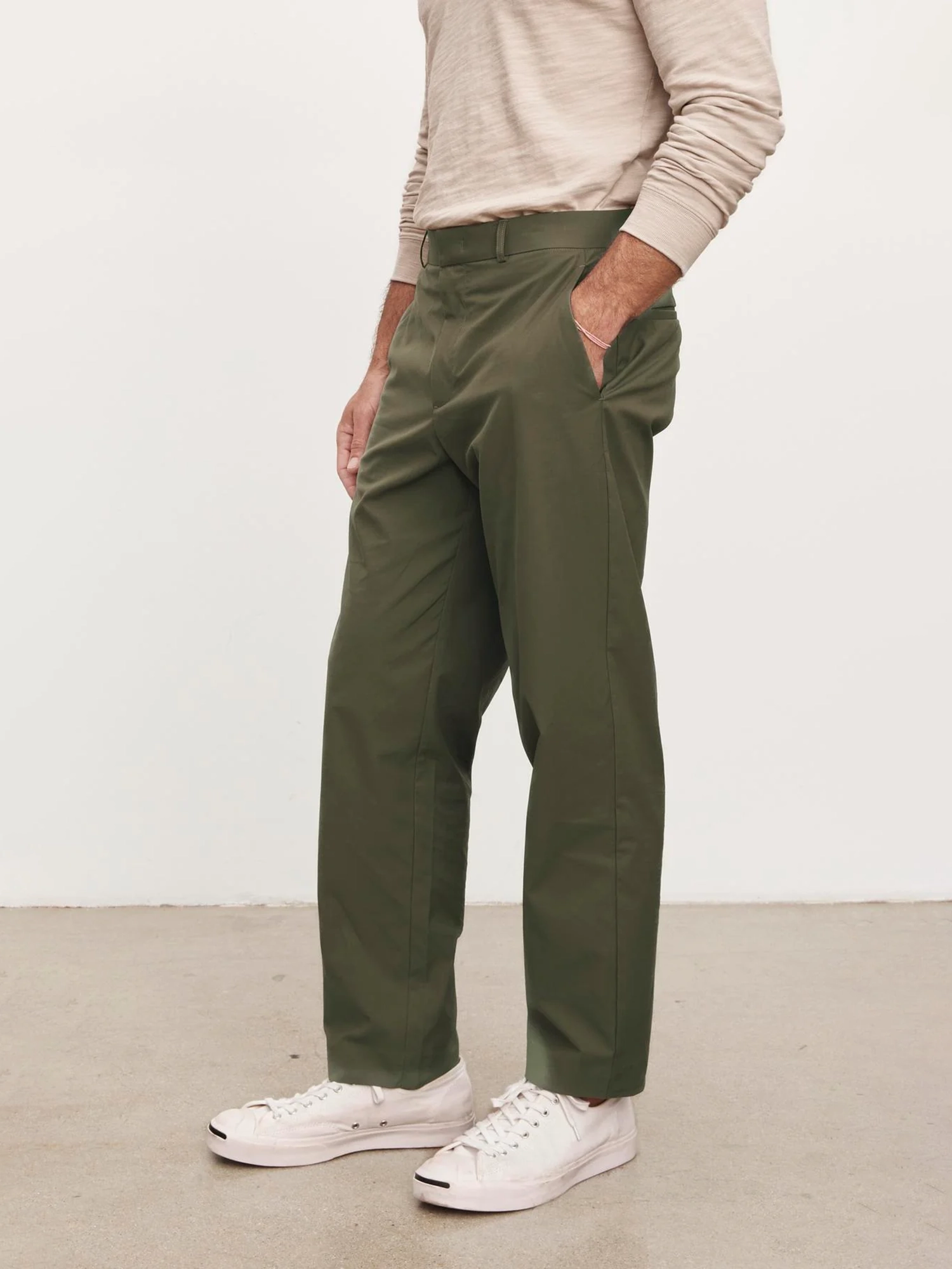 Solid High-Waisted Commuter Pants For Men