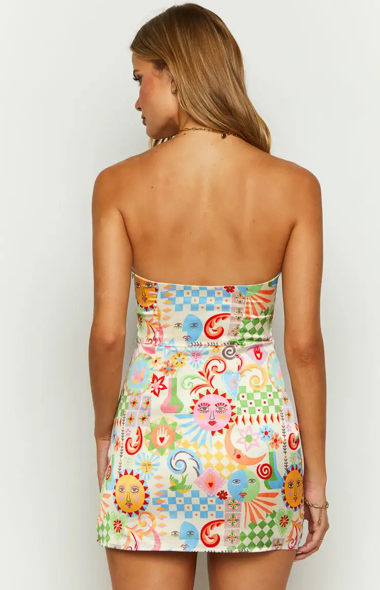 Lauren Summer Print Strapless Mini Dress