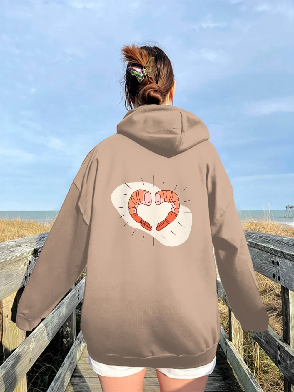 Shirmp Love Pattern Hoodie