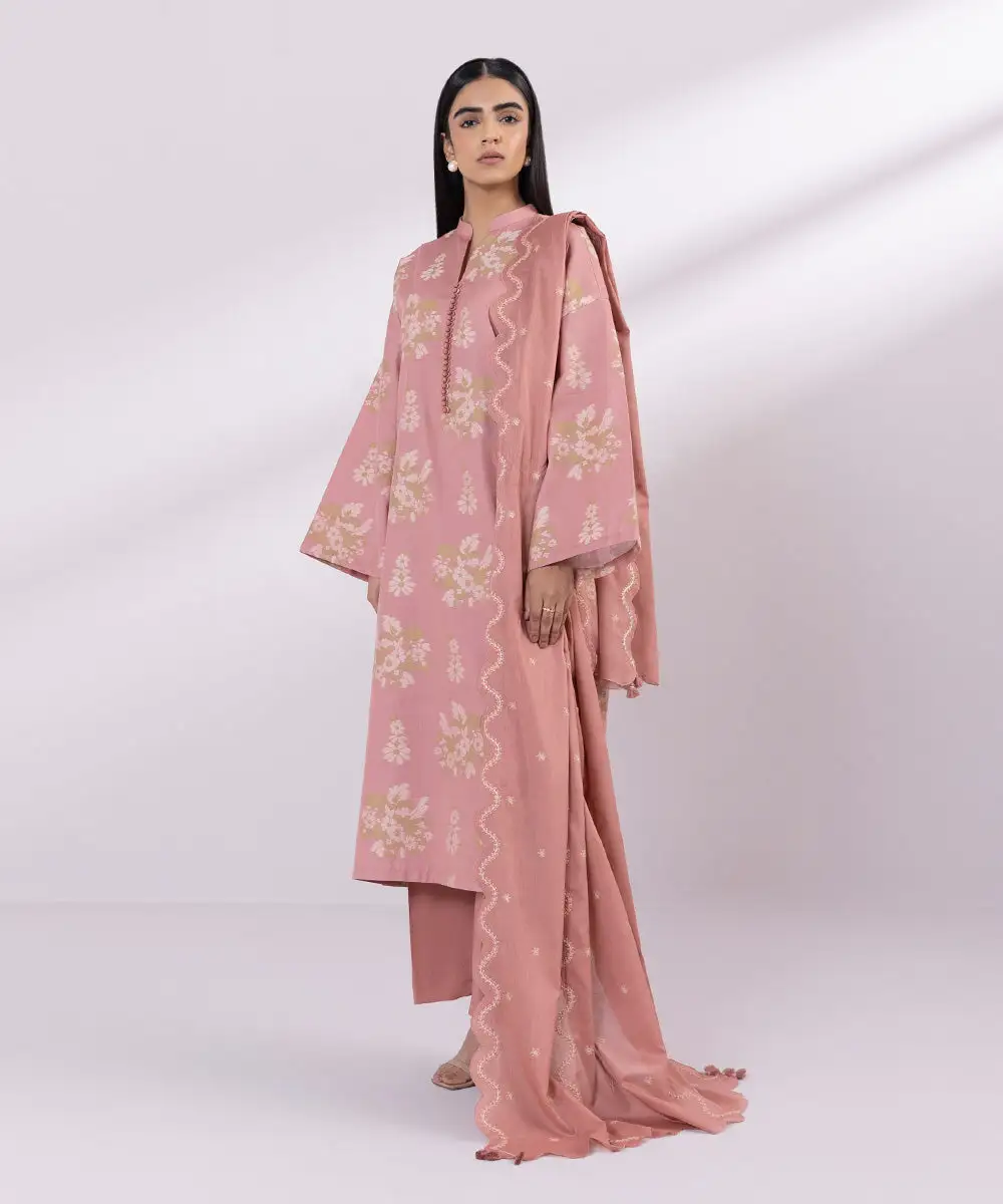 3 Piece - Embroidered Jacquard Suit