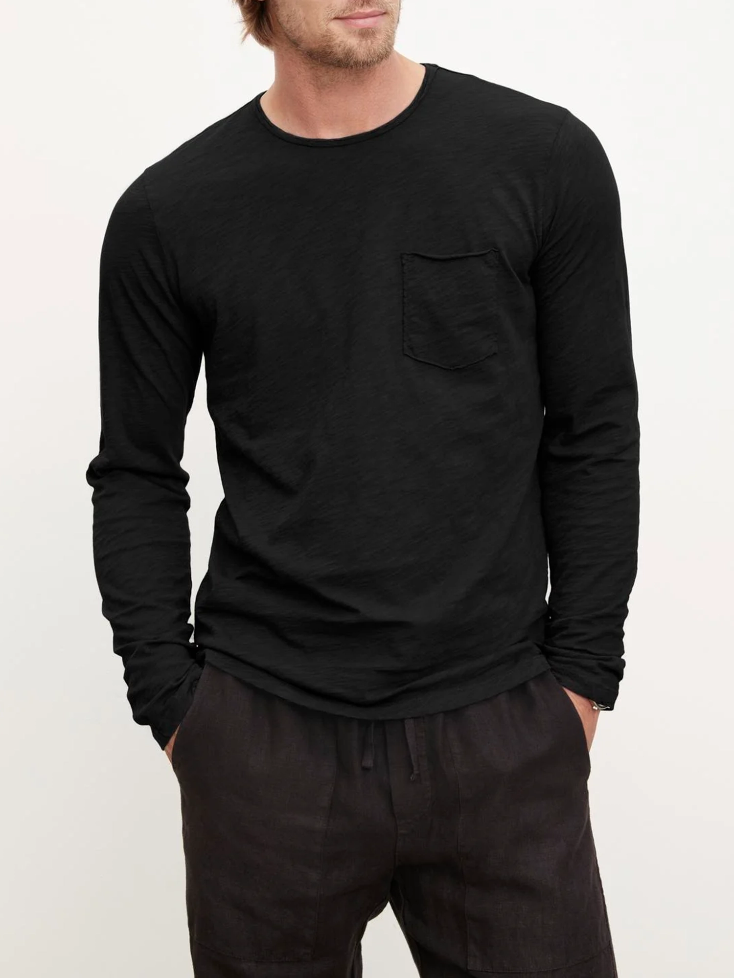 Men'S Fashion Cotton Round Neck Long Sleeve T-Shirt