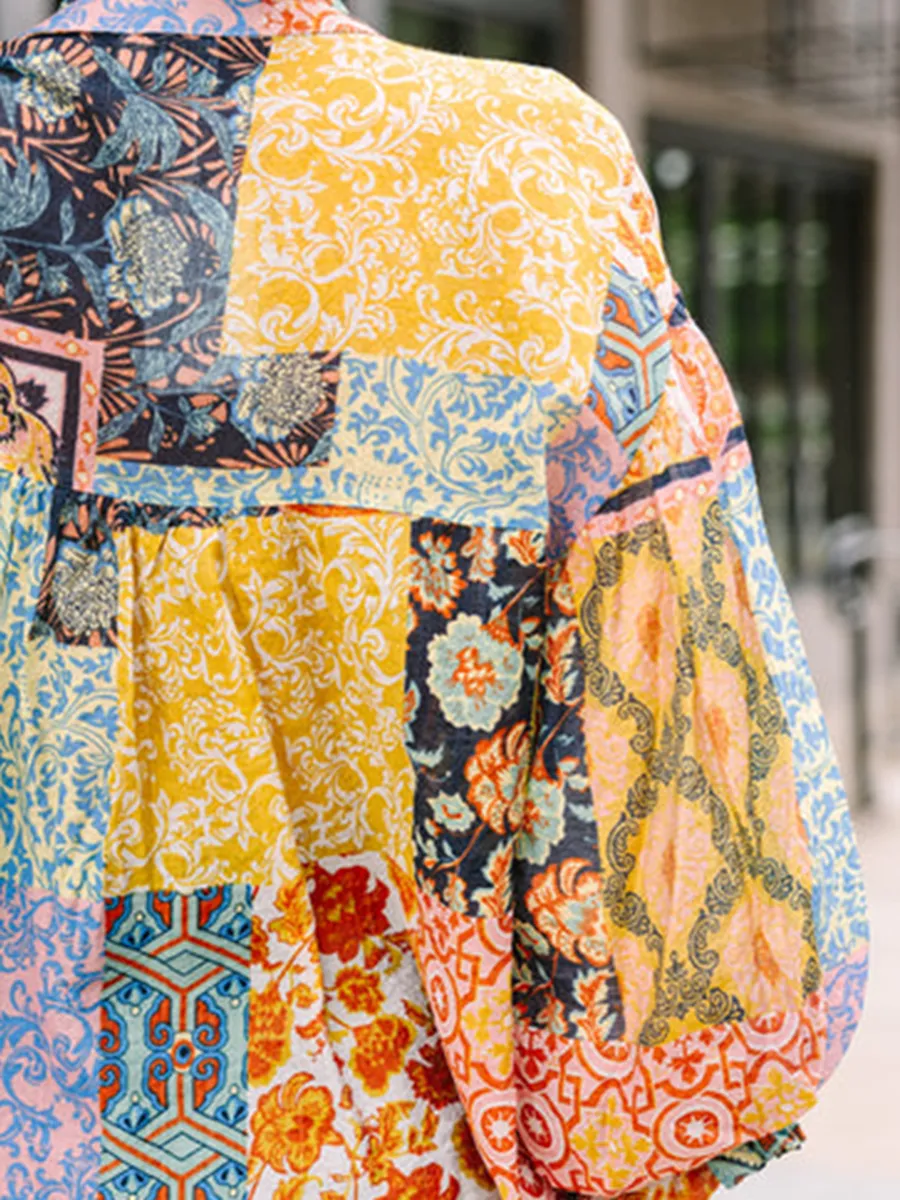 Mustard Yellow Mixed Print Blouse