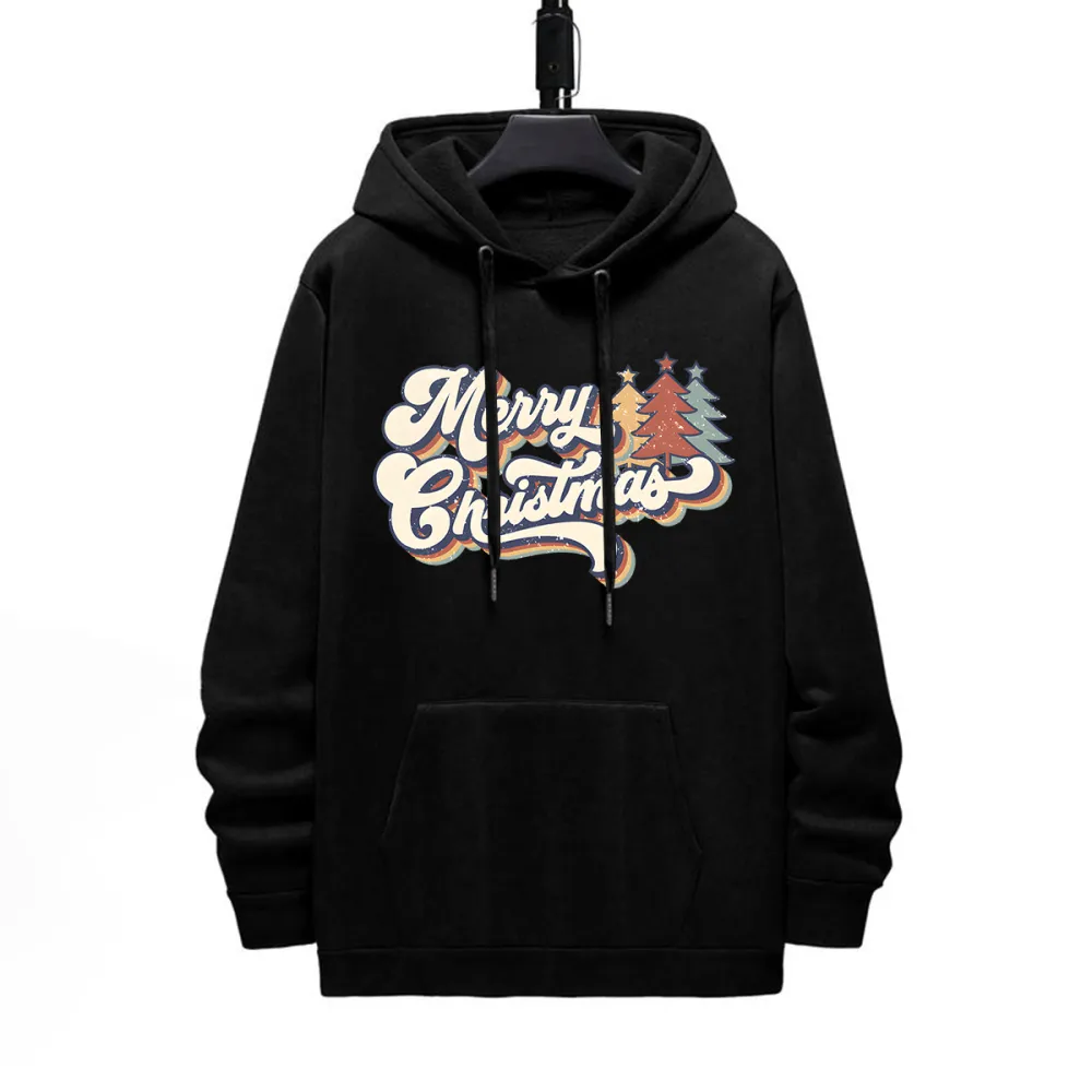 MERRY CHRISTMAS PATTERN PRINTED HOODIE