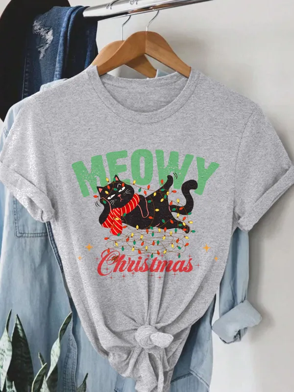 Kitty Santa Lady T-shirt