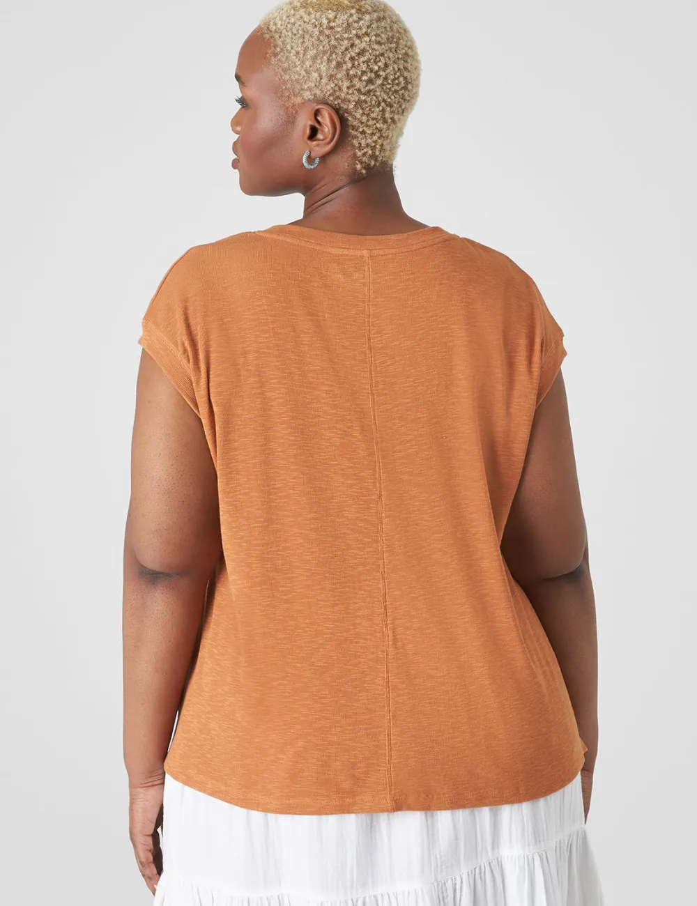 Cap-Sleeve Crew-Neck Henley Tee