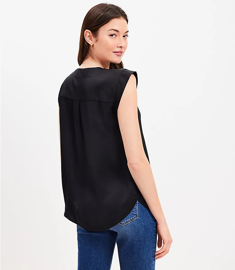 Tapered Sleeve V-Neck Top