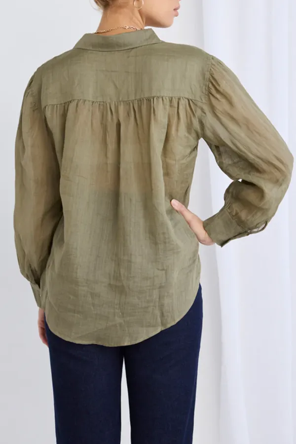 Lifted Light Khaki Linen LS Shirt