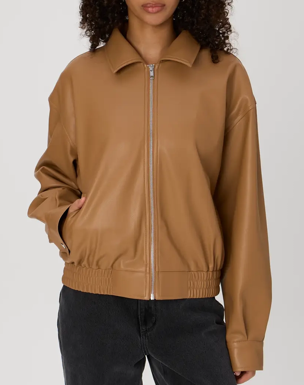 Faux Leather Bomber Jacket