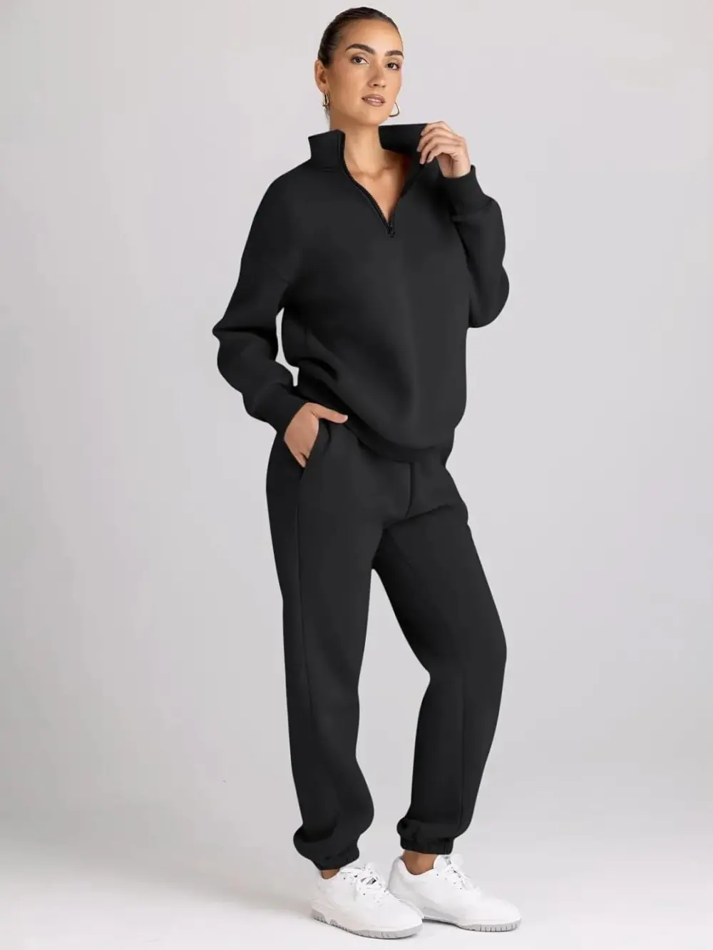 2 Piece Sweatsuits Long Sleeve Half Zip Pullover and Baggy Sweatpants