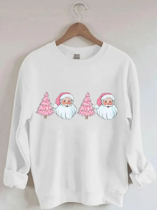 Women's   Tree Santa Print Sweatshirt