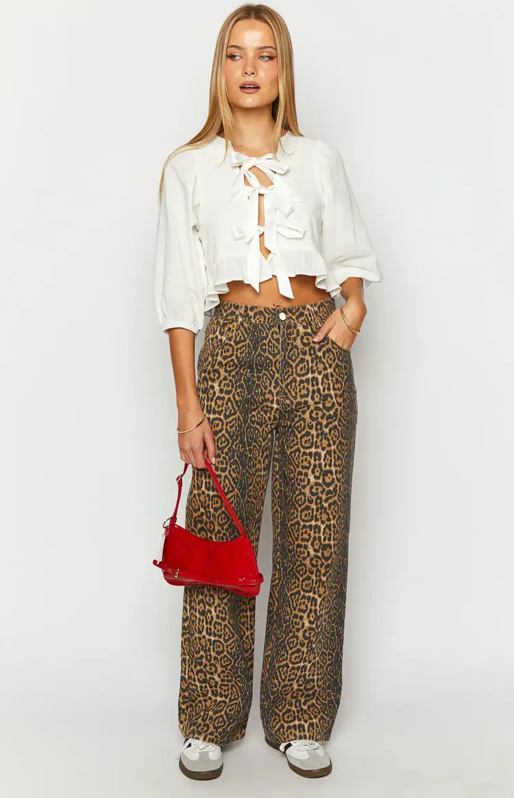 Brunet Leopard Print Straight Leg Jeans