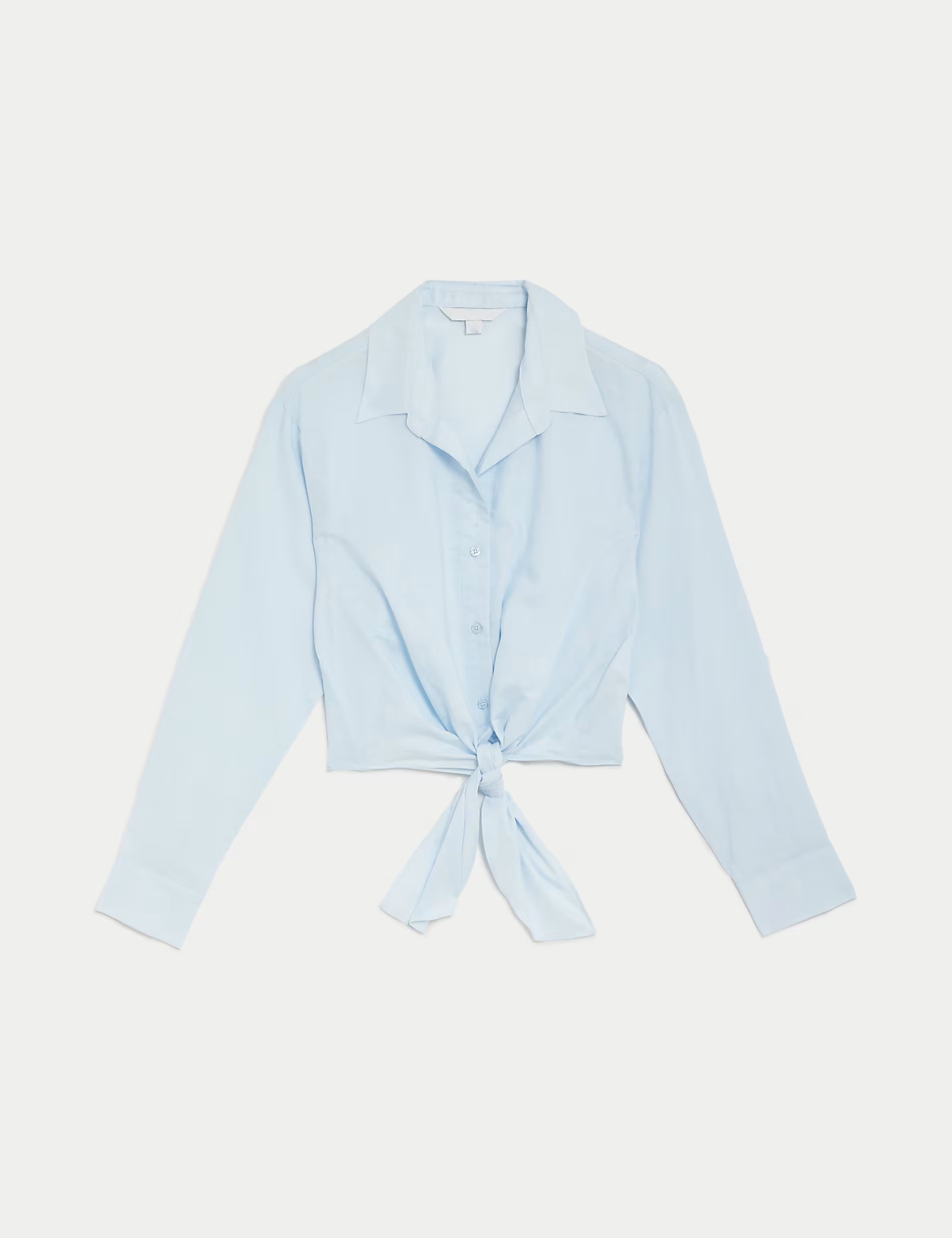 Lyocell Rich Tie Front Shirt with Linen