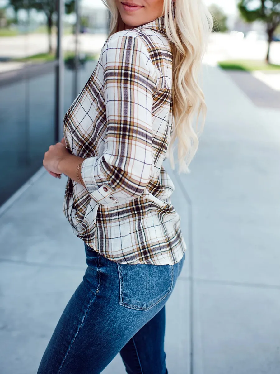 Women's checkered cross design shirt