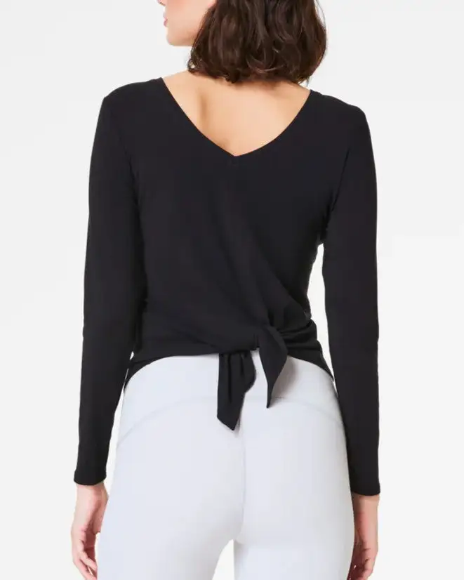 Spanx Better Base Long Sleeve Wrap Top - Very Black