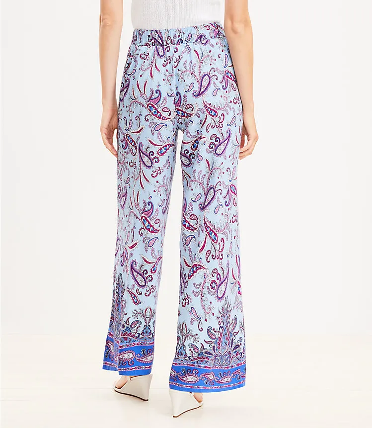 Fluid Pull On Wide Leg Pants in Paisley