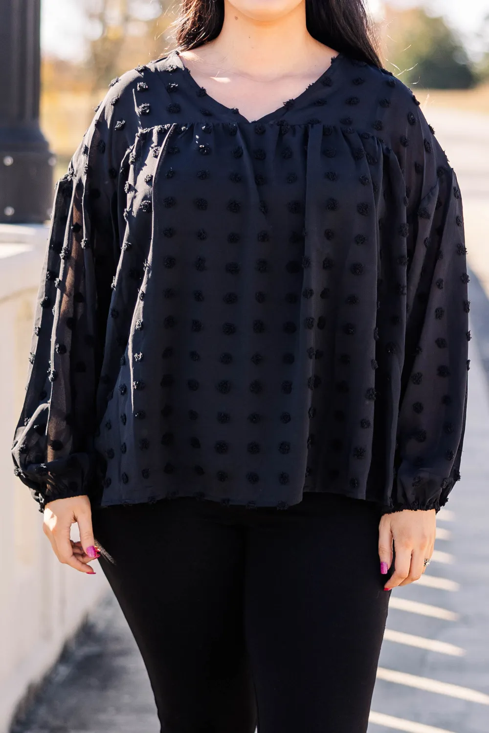 A Dot And A Skip Away Top, Black