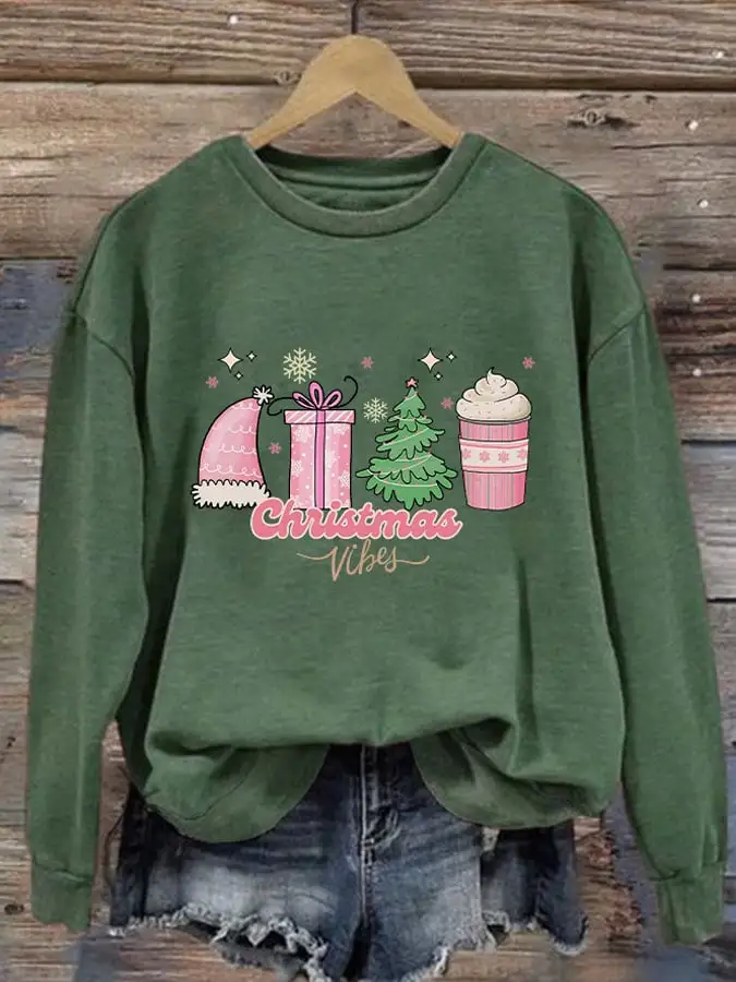 Women's Christmas Vibes Print Sweatshirt