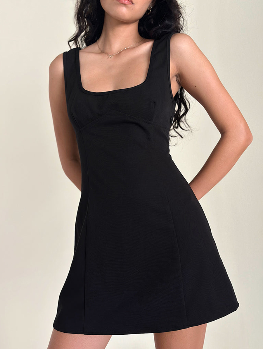 Irinel Bow Back Mini Dress In Black