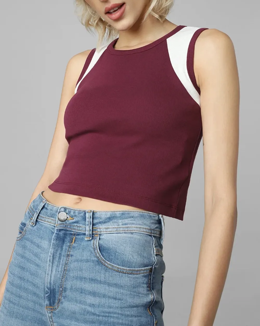 Purple Vest Cropped T-shirt