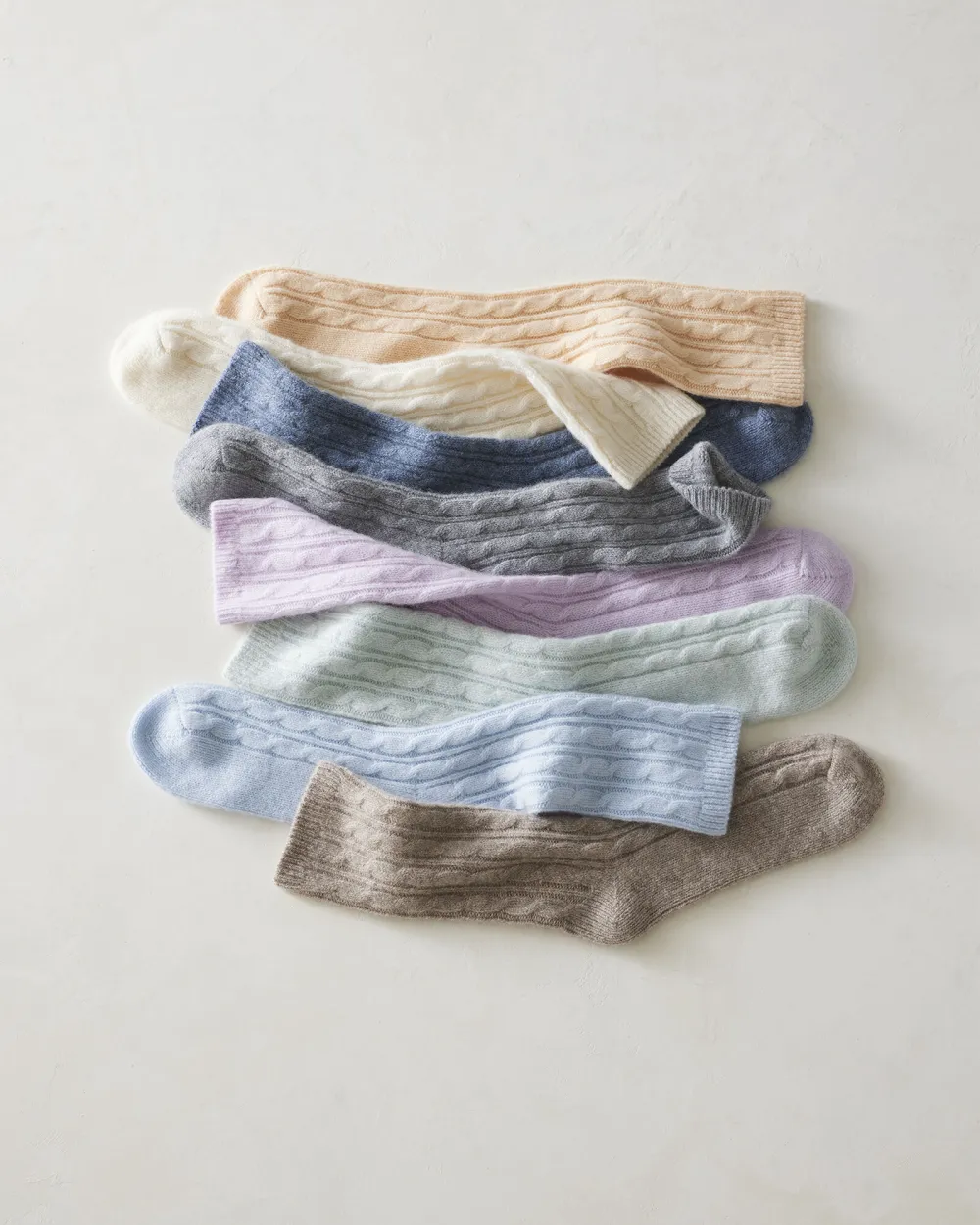 Cashmere Blend Cable Knit Socks