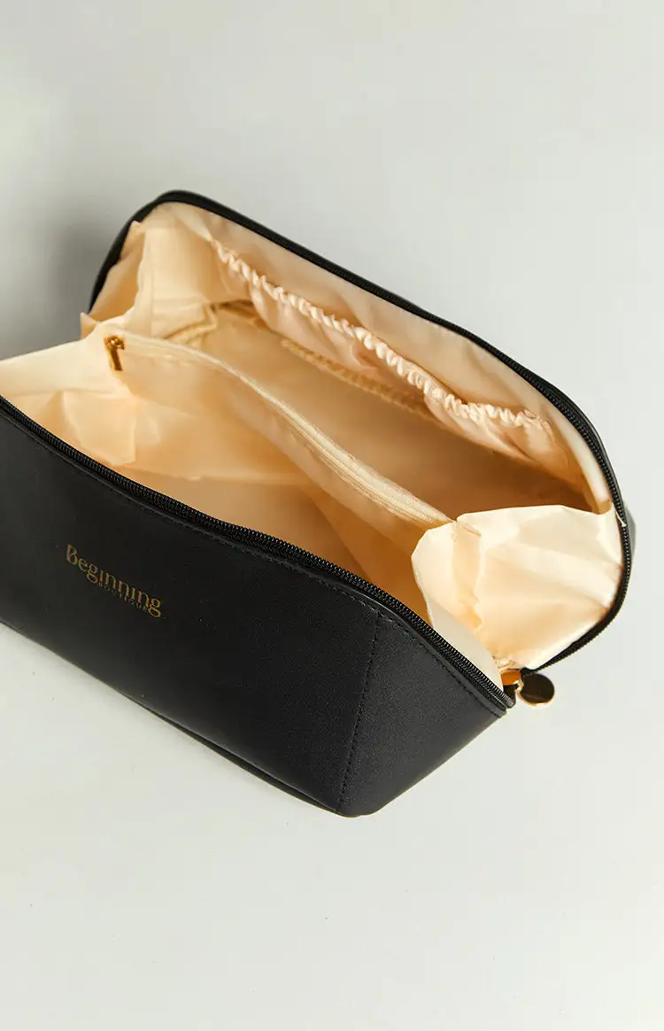 Beginning Boutique Black Zipper Cosmetic Bag